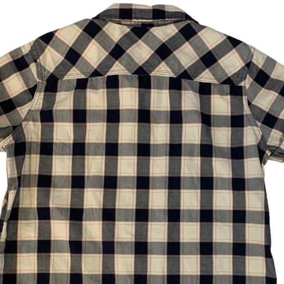 Carhartt Shirt, Plaid Button Down Cuffed Short Sleeve, Navy White, EUC, 8/10 M - Picture 5 of 9